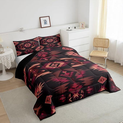 Feelyou Kids Western Boho Aztec Comforter Set,Southwestern Country Rustic Bedding Set Twin Size,Boys Girls Bedroom Room Decor,Farmhouse Western Comforter,Southwestern Bed Set