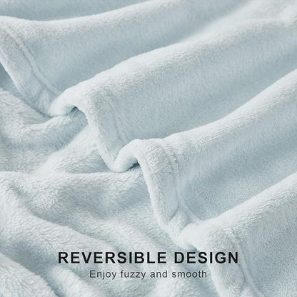 Hansleep Fleece Ice Blue Throw Blanket, Super Soft Flannel Fuzzy Plush Cozy Blanket for All Seasons, Ice Blue, Throw 50x60 Inches