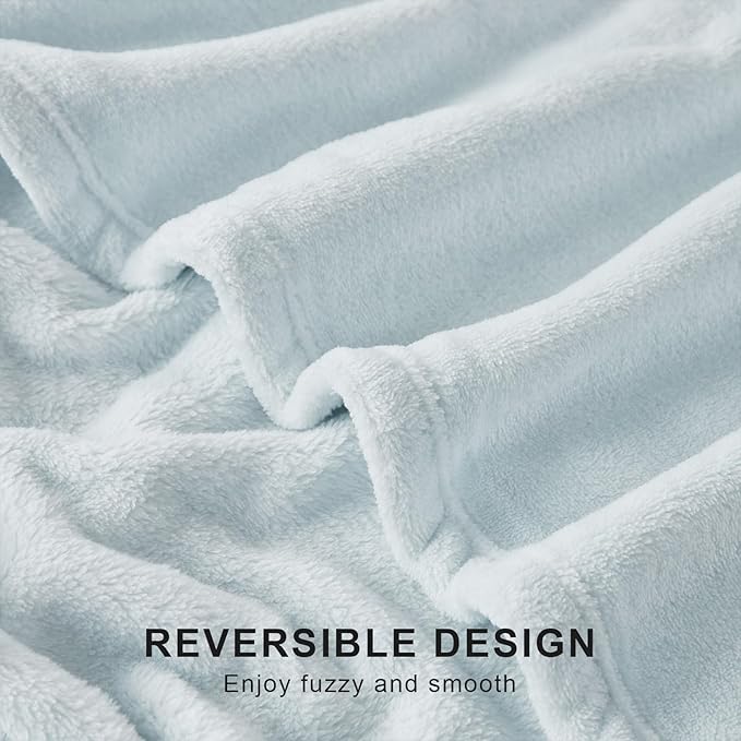 Hansleep Fleece Ice Blue King Blanket, Super Soft Flannel Fuzzy Plush Cozy Blanket for All Seasons, Ice Blue, King 90x108 Inches