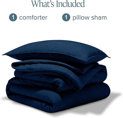 Bare Home Comforter Set - Twin/Twin Extra Long - Ultra-Soft - Goose Down Alternative - Premium 1800 Series - All Season Warmth Comforter (Twin/Twin XL, Heathered Dark Blue)