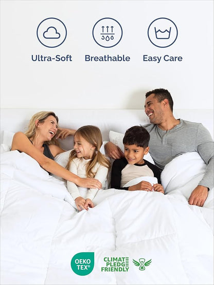 Twin XL Comforter Set - 2 Piece Bed Set for All Seasons - 1 Soft Quilted Comforter with Corner Tabs & 1 Pillow Sham - Comfy & Breathable - Premium Down Duvet Insert - Oeko-TEX - Twin XL Size, White