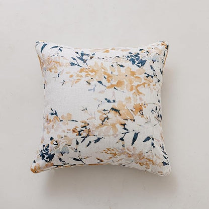 Throw Pillow Covers with Insert Included, with Embroidered Detail, 18 x 18 inches, Decorative Throw Pillow for Sofa Couch Bed (Yellow Floral, 18" L x 18" W)