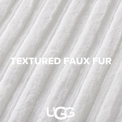 UGG Kenzie Full/Queen Comforter Set with 2 Pillow Shams Plush Faux Fur Bedding Soft Warm Down Alternative Comforter Washable Hypoallergenic Fluffy Blanket Set for Bedroom, Full/Queen Size, White Snow