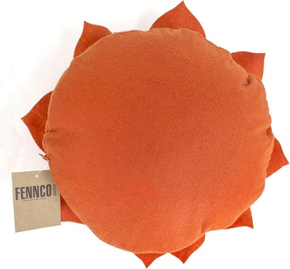 Fennco Styles Handmade 3D Heart-Shaped Petals Flower Decorative Filled Throw Pillow 13" Round - Terracotta Floral Pillow for Couch, Home Décor and Holiday, Housewarming Gift