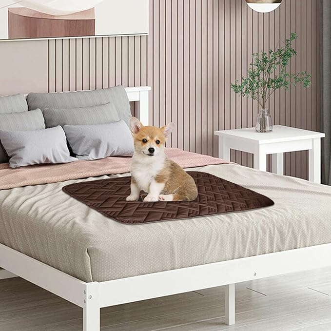 BOCTOPUG Dog Bed Cover for Pets - Blankets Rug Pads for Couch Protection Waterproof Bed Covers Dog Blanket Furniture Protector Reusable Changing Pad (Dark Grey+Brown, 20"x30")