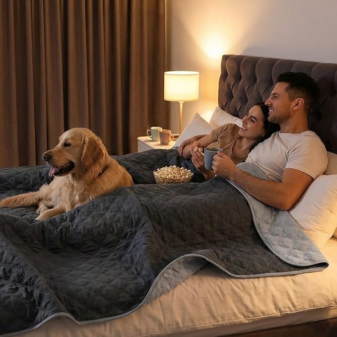Waterproof Dog Blanket, Couch Cover for Dogs Washable, Reversible Dog Bed Cover, Couch Furniture Protector. (Dark＆Light Brown, 68 X 82 Inch - 1 Pack)