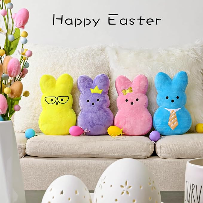 Easter Bunny Rabbit Throw Pillow: Ultra Soft Plush Bunny Shaped Cushions Easter Throw Pillows, Cute Fluffy Peep Bunny Pillows, Spring Easter Decoration for Home, Bedroom, Living Room, Sofa and Couch