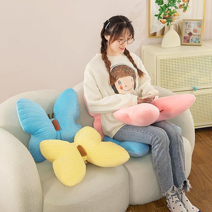 PEACH CAT Butterfly Pillow Decorative Butterfly Shaped Throw Pillows 15.7" x 15.7" Cute Plush Cushion Decor for Bedroom Living Room Sofa Couch Yellow