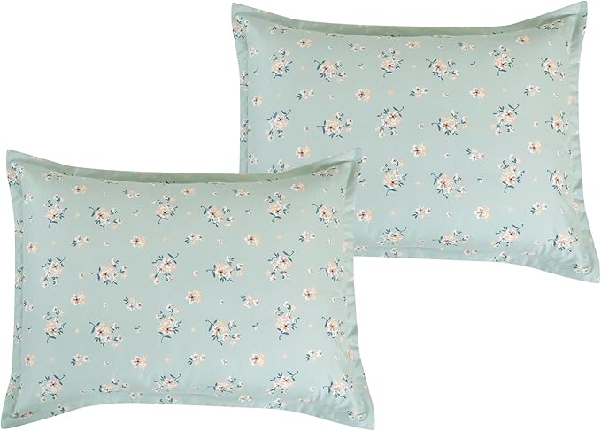 Chezmoi Collection Thistle 3-Piece Tranquil Floral Comforter Set Full - Soft Green White Floral Printed Microfiber Lightweight Bedding Set for All Season