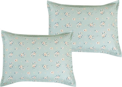 Chezmoi Collection Thistle 3-Piece Tranquil Floral Comforter Set King - Soft Green White Floral Printed Microfiber Lightweight Bedding Set for All Season