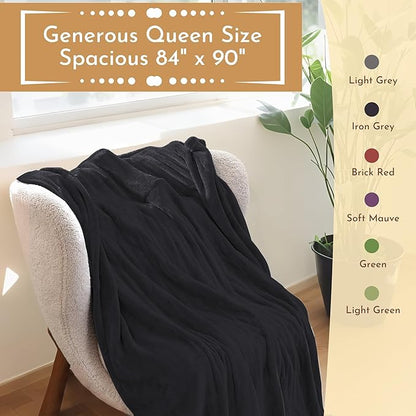 Electric Heated Blanket 84"x90" Queen Size Flannel Heated Blanket, Cozy & Warm for All Night, 5 Heat Settings & 10 Hours Auto Off, Machine Washable, Dark Grey