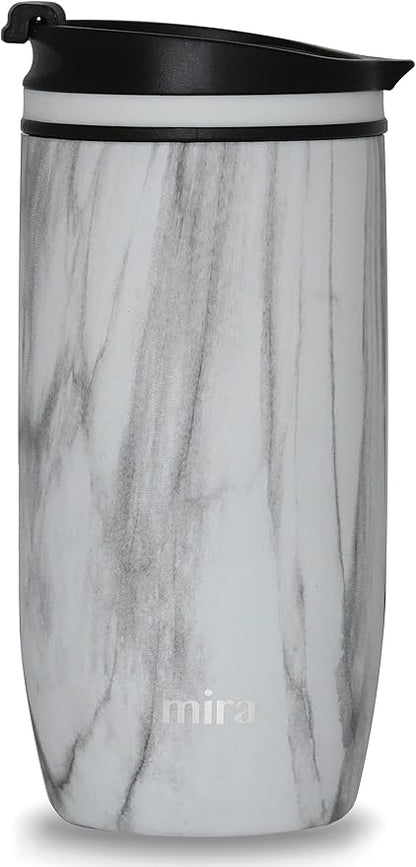 MIRA 16 oz Travel Coffee Mug - Insulated Stainless Steel Tumbler with Screw Lid - French Granite