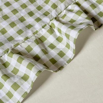 NSNLGSGC Sage Green Ruffle Gingham Comforter Set Twin, Pre-Washed Ruffled Plaid Checked Comforter Bedding, 2 Pieces Vintage Farmhouse Grid Bedding Set(Green Gingham, Twin)
