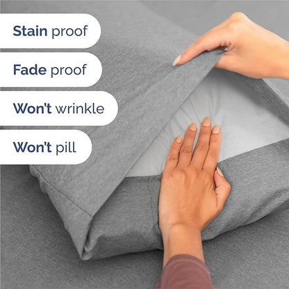Split King 7 Piece Sheet Set - Comfy Breathable & Cooling - Soft Hotel Luxury Bedding Set w/ 8-16 Inch Deep Pockets - 1 Flat & 2 Fitted Sheet & 4 Pillowcases - Cozy and Wrinkle Free - Heathered Grey