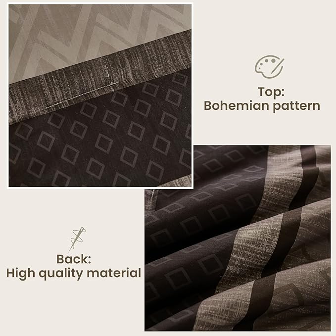 Cottolester Boho Comforter Set Full Size,Light Brown Striped Bed in a Bag,Plaid Comforter and Sheet Set,Soft Microfiber Complete Bedding Sets