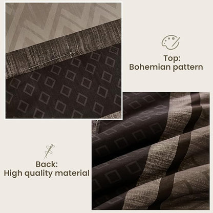 Cottolester Boho Comforter Set Full Size,Light Brown Striped Bed in a Bag,Plaid Comforter and Sheet Set,Soft Microfiber Complete Bedding Sets