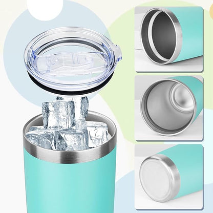 20oz Tumbler with Lid Stainless Steel Insulated Tumblers Travel Coffee Tumbler Bulk Double Wall Vacuum Insulated Water Cup Christmas Gifts for Women Men Her Him Home Office (Teal, 4pack)