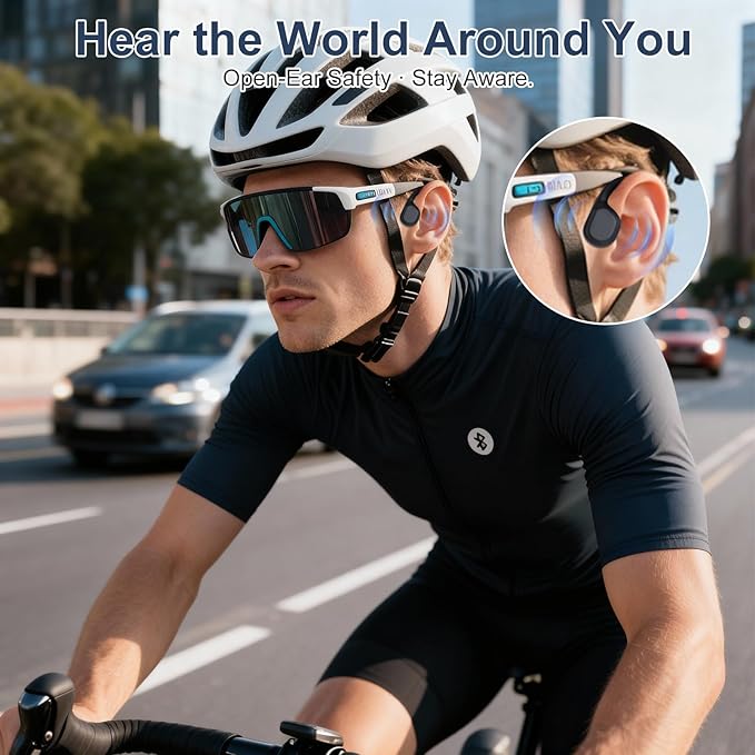 LOBKIN Bone Conduction Headphones - Open Ear Headphones Wireless Bluetooth 6.0 with Mic, 10H Playtime, IPX6, Sweat Resistant, Lightweight Sports Headphone for Running, Cycling, Gym, Outdoor, Black