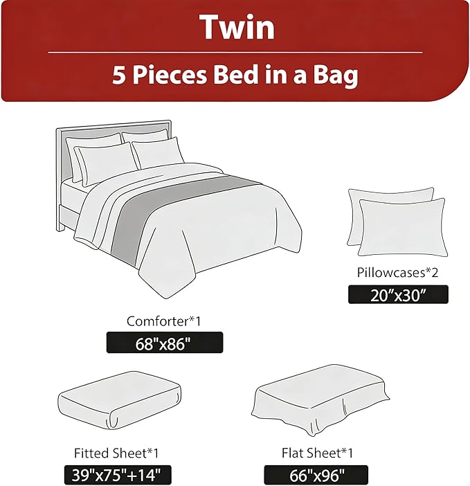 Girls Priness Comforter Set Kids 5Pcs Twin Size Bed in A Bag Pink Botanical Rose Bedding with Rabbit Bear Pattern, 1 Quilted Comforter(68"x86")&2 Pillowcase&1 Flat Sheet &1 Fitted Sheet