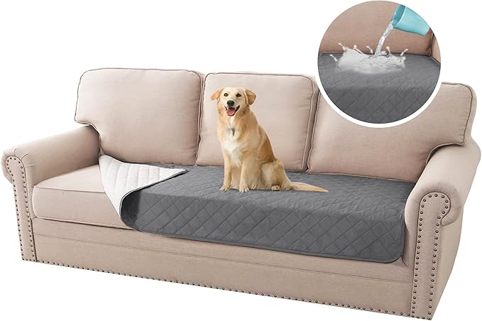 H.VERSAILTEX Couch Cover for Dogs Washable 100% Waterproof Sofa Cushion Cover Dog Bed Cover Non-Slip Pet Blanket for Sofa Cushion Protector, 35" x 74", Grey