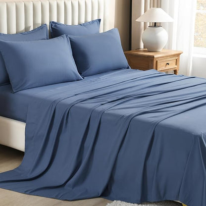 Litanika King Size Comforter Set Ocean Blue - 7 Pieces Bed in a Bag King Bedding Comforter Sets, Solid Lightweight Bed Set with Comforter, Sheets, Pillowcases & Shams