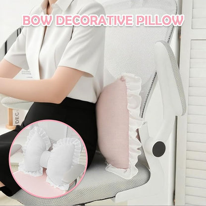 Set of 2 Bow Shaped Throw Pillow Soft Bowknot Decorative Pillows Cute Car Lumbar Pillows Novelty Bow Pillow for Sofa Couch Bed Living Room Bedroom (Pink+White)