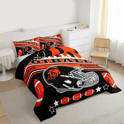Feelyou Football Bedding Set Boys Girls Toddler Size Women Men Rugby Sports Comforter Set Football City Duvet Quilt Bedroom Decor