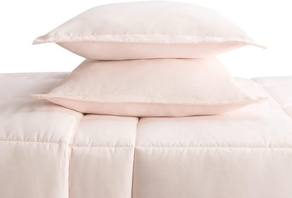 SERTA Simply Clean Ultra Soft Hypoallergenic Solid 3 Piece Comforter Set, King, Blush