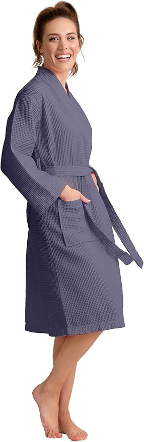 Luxurious Bathrobe for Women - Soft & Absorbent - Lightweigh & Comfort - Long & Kimono - Waffle & Cotton - Hotel/Spa Robe