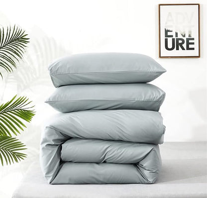 Houseri Haze Blue King Size Comforter Set - Dusty Blue Comforter Bedding Set with Modern Quilt and Blanket
