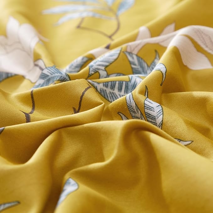 mixinni King Size Comforters Vibrant Colors Pattern Soft Flower Birds Bedding Comforter Sets Fluffy Lightweight Reversible Floral Comforter with 2 Pillowcases-King Size
