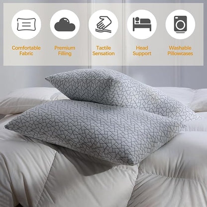 Neck Support Shredded Memory Foam Pillows for Sleeping, Adjustable Firm Pillow for Side, Back and Stomach Sleepers, Very Soft ＆ Warm for Winter ＆ Spring, Queen Size Set of 2（18 * 28inch）