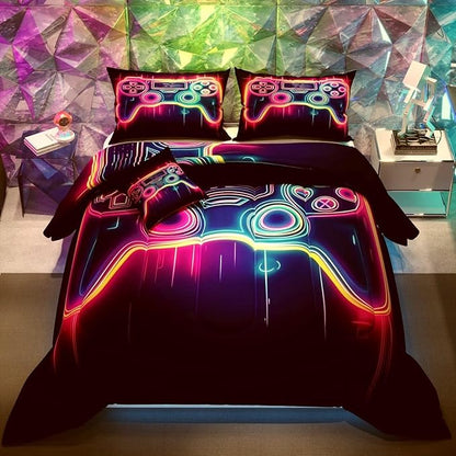 Namoxpa6 Pieces Gamer Comforter Sets for Boys Kids Teens,3D Pattern,Decorative 6 Piece Bedding Sets with Comforter,Flat Sheet,Fitted Sheet,Throw Pillow Cover,Pillow Shams,Queen Size