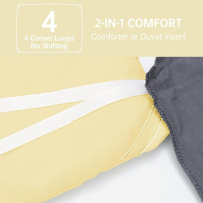 MUXHOMO Queen Comforter Set, All Season Ultra Soft Down Alternative Bedding - 3 Piece Lightweight Bed Set Includes 1 Comforter (90"x90") and 2 Pillow Shams (20"x26"), Cream Yellow
