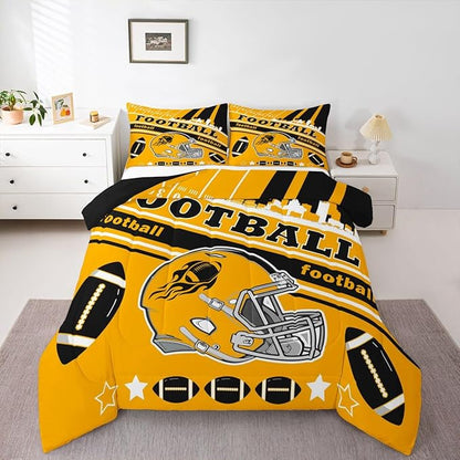 Feelyou Football Bedding Set Boys Girls Queen Size Rugby Sports Comforter Set Sports Themed Women Men Football City Duvet Quilt Bedroom Decor