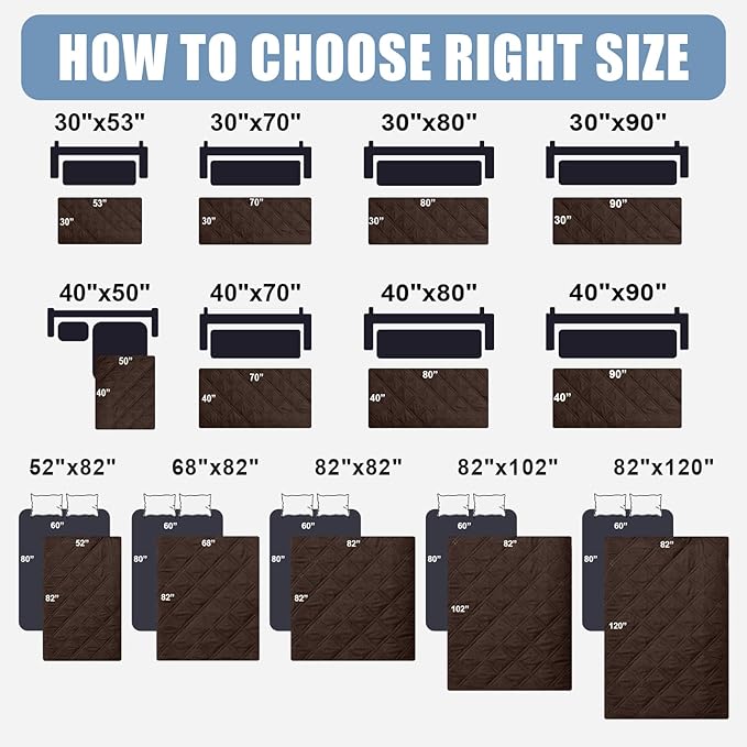 Smiry Waterproof Dog Bed Cover Pet Blanket, Soft Washable Dog Blanket for Furniture Bed Couch Sofa Reversible, Checkered (82"x82", Chocolate/Dark Grey)