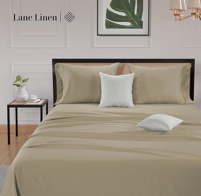 LANE LINEN Queen Size Bedding Set – 100% Cotton Queen Size Bed Set with 600 Thread Count, Soft & Cooling Fabric, Value Bedding for Daily Use, Hotel Sateen Finish, 15" Deep Pocket – Linen
