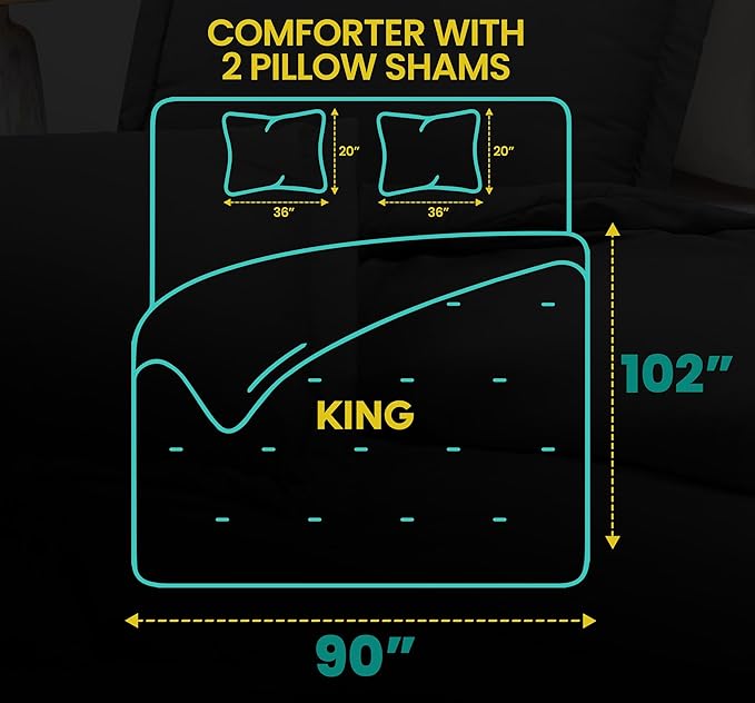King Comforter Set 3 Piece Grey by Utopia Bedding, Comforters King Size, Bedding Comforters Sets, Down Alternative Soft Bed Set, 1 Comforter (90 x 102 inches) 2 Pillow Shams (20 x 36 inches)