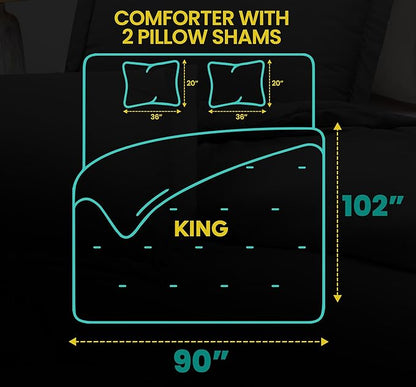 King Comforter Set 3 Piece Grey by Utopia Bedding, Comforters King Size, Bedding Comforters Sets, Down Alternative Soft Bed Set, 1 Comforter (90 x 102 inches) 2 Pillow Shams (20 x 36 inches)