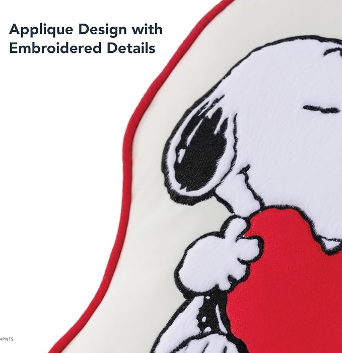 Berkshire Peanuts® Plush Throw Pillow, Gift Idea, Snoopy Cute Character Shaped Cushion, Soft Cozy Decor for Bed Couch Chair(Snoopy Heart Hug Pillow All Colorways, 15.5’’ L)