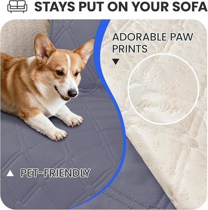 Waterproof Dog Bed Cover, Non-Slip Dog Blanket for Couch, Couch Covers for Dogs Washable, Pet Blanket for Furniture, Pet Bed Mat for Sofa, Car, Pet Supplies (82x82 Inch, Grey Blue)