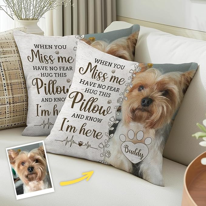 Pawfect House Personalized Pet Memorial Throw Pillow with Photo (Insert Included), Dog Memorial Gifts for Loss of Dog, Pet Memorial Gifts for Dogs, Cats, Loss of Dogs Sympathy Gift