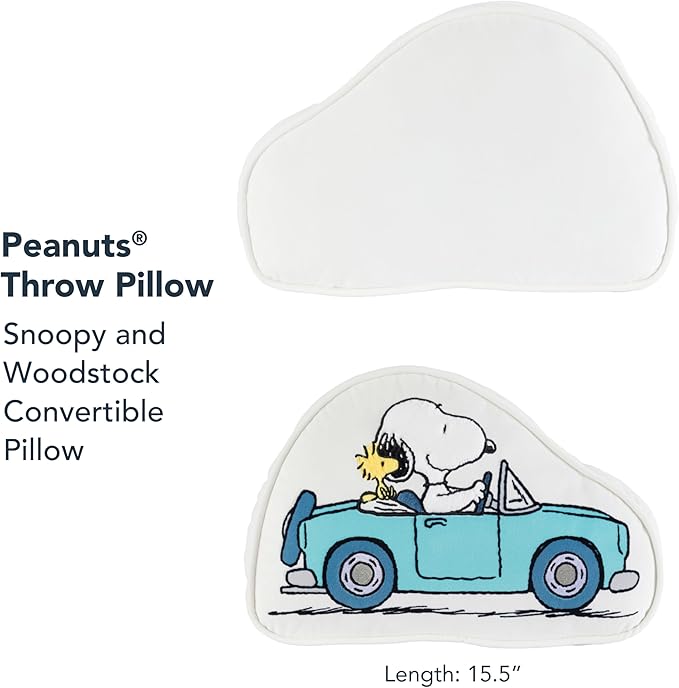 Berkshire Peanuts® Plush Throw Pillow, Gift Idea, Snoopy Cute Character Shaped Cushion, Soft Cozy Decor for Bed Couch Chair(Snoopy and Woodstock Convertible Pillow All Colorways, 15.5’’ L)