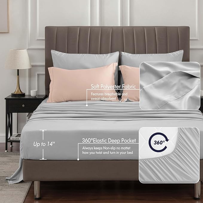 BEDELITE King Size Comforter Set 7 Pieces Bed in A Bag - Soft Microfiber Reversible Dusty Pink Bed Set with Comforters, Sheets, Pillowcases & Shams, Cozy Luxury Bedding Sets for All Season