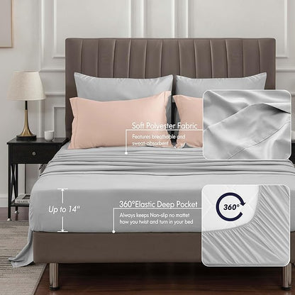 BEDELITE Twin XL Comforter Set 5 Pieces Bed in A Bag - Soft Microfiber Reversible Twin Extra Long Dusty Pink Bed Set with Comforters, Sheets, Pillowcase & Sham, Cozy Bedding Sets for College Dorm Room