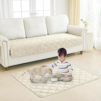 Smiry Waterproof Dog Bed Cover Blanket 52x82, Soft Reversible Pet Blanket, Washable Leakproof Cats Dogs Couch Cover for Sofa, Couch, Furniture, Beige/Beige