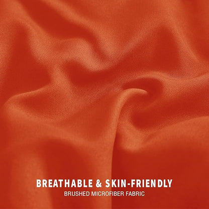 Exclusivo Mezcla Lightweight Summer Reversible Queen Size Comforter Set, Down Alternative Comforter with 2 Pillow Sham, Queen Size Bedding Set for All Seasons, Burnt Orange/Brich Beige