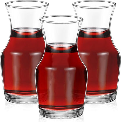 3 Pack Single Serving Wine Carafe Glass Small Mini Carafe Individual Wine Refill Decanter for Dinner Parties Tastings Bars Restaurants (6.5 oz)