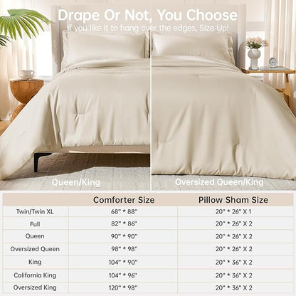 MUXHOMO King Size Comforter Set, All Season Ultra Soft Down Alternative Bedding - 3 Piece Lightweight Bed Set Includes 1 Comforter (104"x90") and 2 Pillow Shams (20"x36"), Linen