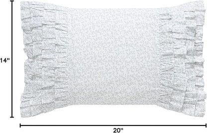 Laura Ashley - Ruffled Throw Pillow, Decorative Home Decor with Envelope Closure (Chloe Blue, 14" x 20")
